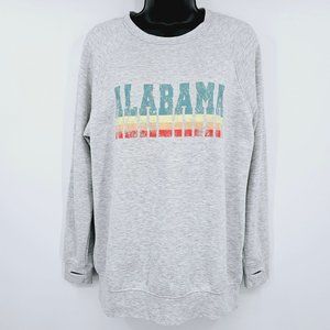 State of Mine Alabama Sweatshirt M Heather Grey Rainbow Raglan Sleeve Thumb Hole
